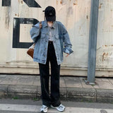 Zingj New Versatile Denim Jacket Korean Version Of The Ins Student Loose Jacket Denim Jacket Tide-Outfit