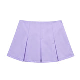 New Wide-Pleated Solid Color Fashionable Short Skirt