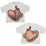 Version Simple Minority Design Cartoon Long Printed Cotton T-Shirt Men's Hip-Hop Harajuku Y2k Loose Couple