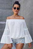 Off Shoulder Blouse Women Fashion Solid Color Long Sleeve Plus Size Casual Sexy Shirts Female Chiffon Tops And