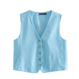 Women's Fashion Sleeveless Solid Color Vest 4432724 Trousers 4432424 Casual Suit