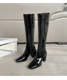 Zingj Boots Female Autumn And Winter 2023 New Thick Heel Thin High Boots Knight Boots High Heel Not Side Zipper Fashion-Outfit
