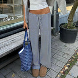 Hit Color Striped Knitted Casual Pants Commute Daily Lazy Feeling Loose Straight Tube Wide-Legged Trousers Girls