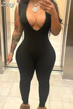 2023 New Women Tank Jumpsuit Pencil Pants Summer Solid Sexy Deep V-neck Backless Romper Female Sport Stretch