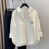 Pocket Shirt Long-Sleeved Top 2025 Spring And Autumn Casual Loose Folded Shirt Jacket