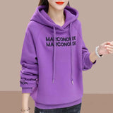 velvet winter Women's Letter printed Hooded Female plaszcze damskie jesienne Thicken Warm Hoodies Lady Autumn