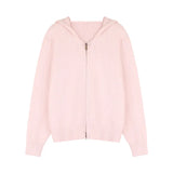 Zingj Hooded Knit Top Female Autumn And Winter 2024 Spring Zipper Lazy Soft Waxy Outside With A Sweater Cardigan