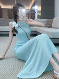 Zingj Shot Retro Hollowed-Out Knitted Dress Female Summer Gentle Wind Design Temperament Slim And Skinny Hip-Covered