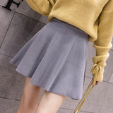 Zingj And Winter New Solid Color Knitted Skirt Short Skirt High Waist A-Shaped Skirt Umbrella Skirt College Caramel Color Base