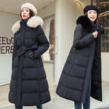 Cotton Dress Female Long Over-Knee Big Collar Cotton-Padded Clothes 2024 Winter New Korean Version Of The Thick Loose Large Size Coat-Outfit