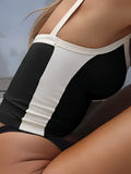 contrast colored cami top with