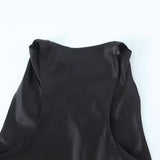 Spring Style Silk Satin Waist Pleated Dress