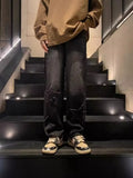Street Jeans Men's Star Embroidery Design Straight Trousers Chao Brand Ins Loose Wide-Leg