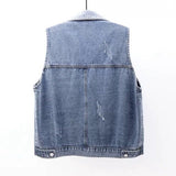 Zingj Summer New Denim Vest Female Short Style Sleeveless Horse Clip Vest Jacket Jacket-Outfit