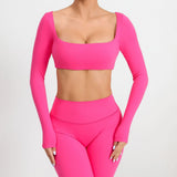 Zingj Tie Chest Pad Long Sleeve Yoga Suit Outdoor Running Fitness Suit Quick Dry Long Sleeve T-Shirt Sports Top Women-Outfit