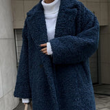 Autumn And Winter New Women's Temperament Commuting Coat Long-Sleeved Collar Plush Coat