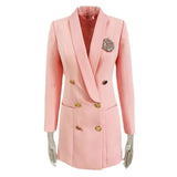Star New Coat Dress Fashion Double-Dbutled Buckle Of The Verted-Faced Green Fruit Collar Long-Term Suit