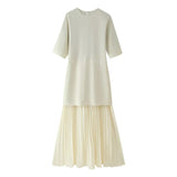 Women's Explosive Temperament Fashion Chiffon Splicing Under The Balance Of Short Sleeves Round Neck Short Sleeve