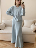 Loose Knitting Suit Women 2025 Autumn And Winter New Round-Neck Sweater + Fishtail Skirt Real