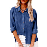 Autumn Pocket Split Linen Long-sleeved