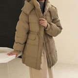 Advanced Sense Of Long 90 White Duck Down Down Jacket Female 2024 New Draw Rope Waist Show Thin Small Coat Tide-Outfit