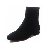 Zingj Boots Women 2023 Autumn And Winter New Black Sheepskin Flat-Soled Short Boots With Simple Temperament And Low