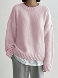 And Winter Languid Wind Round Collar Plus Thick Solid Color Knitted Women's Autumn And Winter European Hood Long-Sleeved Sweater