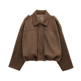 New Velvet Texture Effect Bomber Jacket