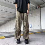Leopard Print Parachute Trousers Men's Fashion Brand Hiphop Wide-Legged Trousers Loose Straight Tube Trendy