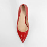Onlymaker Women's Shoes Pointed Toe Black Red Patent Leather Metal Heels Fashion Dress Wedding Party Big Size Lady Thin