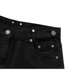 Black Shorts Jeans Pocket Crucifix High Waist Drawstring Casual Fashion Self Cultivation Denim Hot Pants Ladies