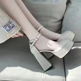 Jane Coarse Heels Women 2025 New Fairy Wind Waterproof Table French One-Word Buckle Single