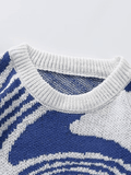 Men's Crew Neck Geometric Jacquard Knit Sweater- Outfit