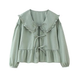 New Spring Doll Tie Casual Loose Solid Color