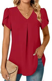 Zingj Wise Hot Style Summer Simple Women V-Neck Petal Sleeve Shirt Women's
