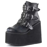 2023 New Large-Size High-Heeled Muffin Martin Boots Belt Buckle Slope Heel Women's