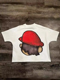 Version Simple Minority Design Cartoon Long Printed Cotton T-Shirt Men's Hip-Hop Harajuku Y2k Loose Couple