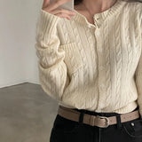 Vintage Cable Knit Slim Knitted CardiganOutfit
