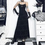 Dark Wind Sexual Personality Cross Flocking Suspenders Dress 2023 New Slim Bag Hip