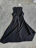 New V-Collar Pleated Asymmetrical Dress