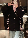 And Winter Loose Knitted Sweater Women Fashion Lace-up Long Sleeve V-Neck Knit Cardigan Ladies Casual Versatile