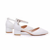 Cm Thick Heel Tip Small White Shoes Low Thick Heel In Hollow Sandals Spring Square Heel Women's Shoes White Bridal