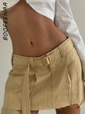 Belted Cargo Mini Skirt Y2k Clothes Khaki Black Summer Cute Sexy Skirts Womens 2022 Fashion Bottom