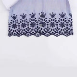 Spring Style Hollowed-Out Embroidered Striped Shirt