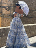 Women's Wear New Style Spring And Summer Shoulder Fashion Eugen Gauze Long Temperament Evening Dress