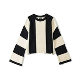 And Winter New Women's Wear New Leisure Style Long-Sleeved Round-Neck Vertical Striped Casual