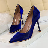 Zingj Fashion Banquet Women's Shoes With High Heel Satin Shallow Metal Pointed Sexy Show Thin Single