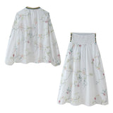 Summer Flower Embroidered Shirt 5770037 Embroidered Flute Skirt