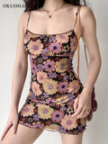Fashion Ripple Printing Dress Sexy Summer Spaghetti Strap Backless Suspender Mini Dress A-line Short Dress