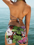Sexy Halter Backless Slit Mini Dresses for Women 2023 Butterfly Floral Print Y2k Summer Dress Vacation Club